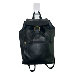 Coach vintage black leather backpack satchel drawstring bucket drawstring buckle
